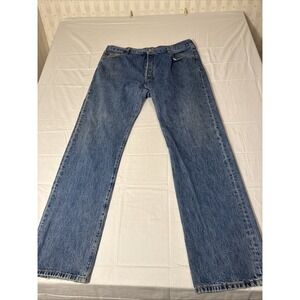 JEANS STRAIGHT LEG Levi's Men 42x36 Blue 501 Faded Fade Whiskered  Button Fly